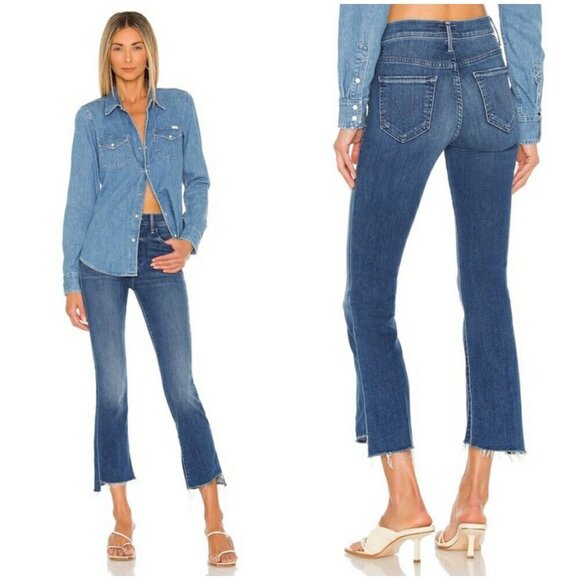 💕MOTHER💕 The Insider Crop Step Fray Jeans ~ Wish On a Star 34 NWT - Picture 6 of 16
